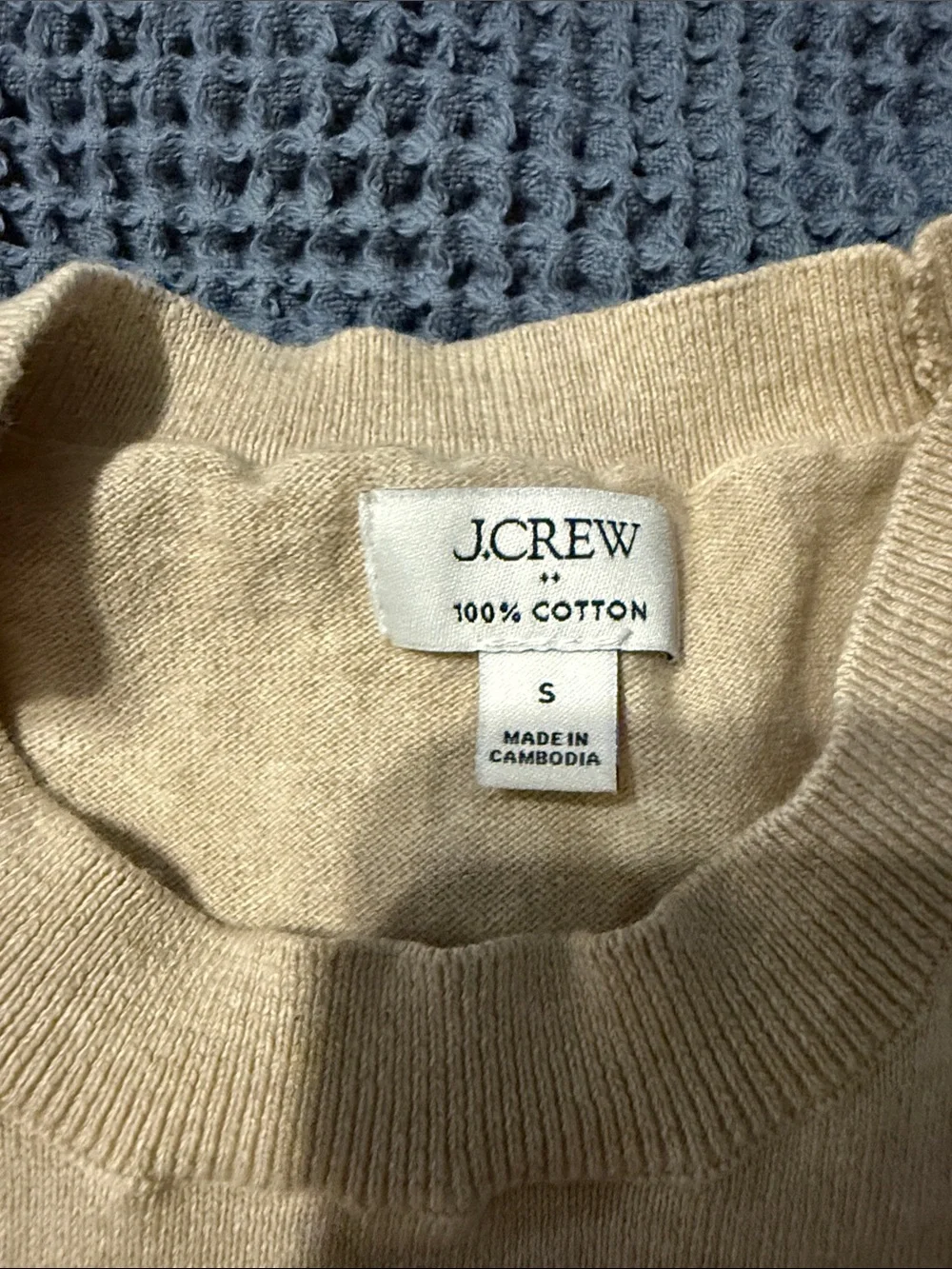 J.Crew Beige Cotton Short-Sleeve Knit Top
